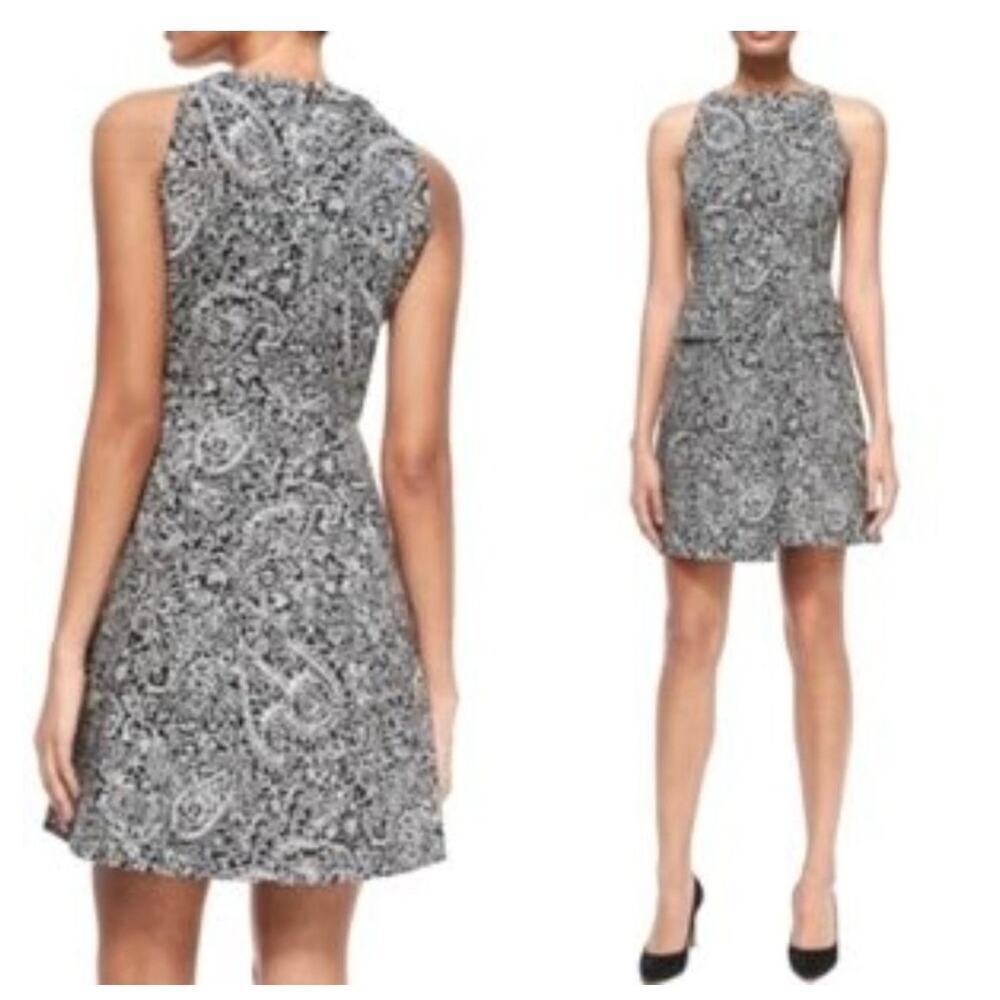 Tory Burch Paisley Doodle Sheath A-line Black and White Dress Size 2